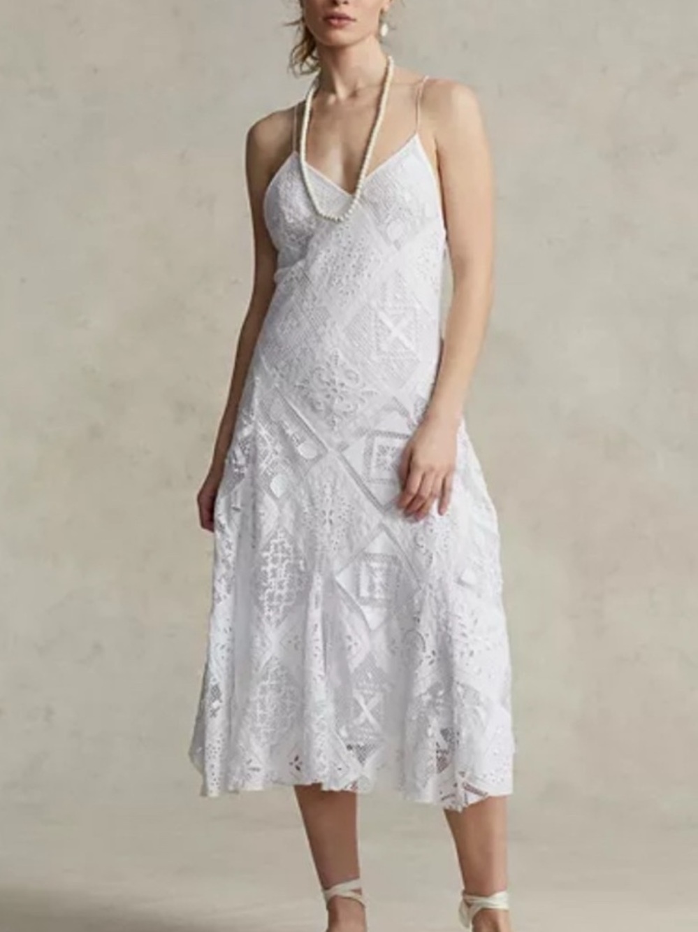 Polo Ralph Lauren Patchwork Crochet V-Neck Dress